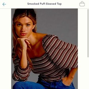 Anthropologie smocked puff sleeves top NWT